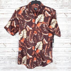Veno Mens Button Down Shirt XL Tropical Leaves 340